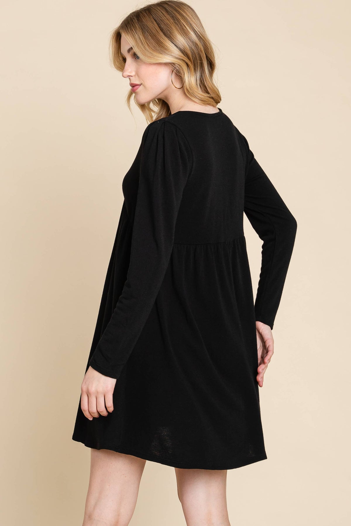 French Terry V Neck Swing Dress