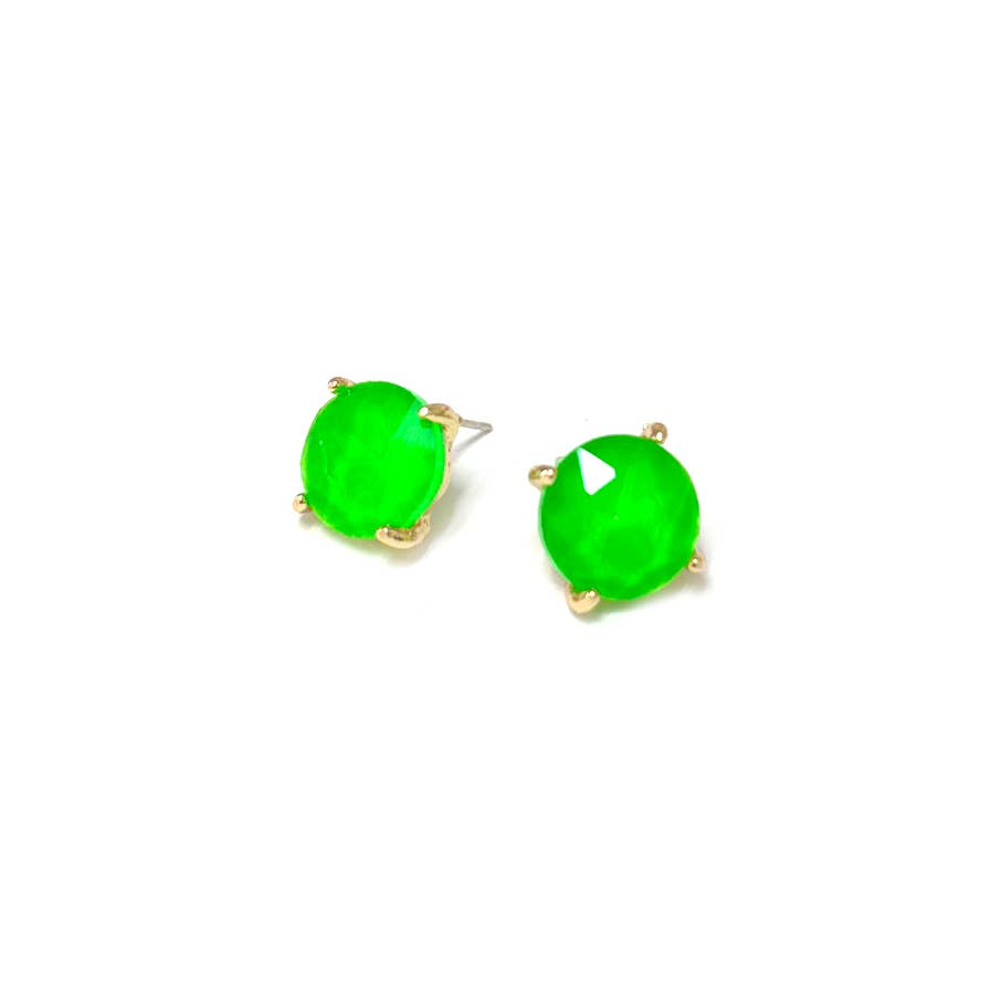 Neon Green Sterling Silver Stud Earrings