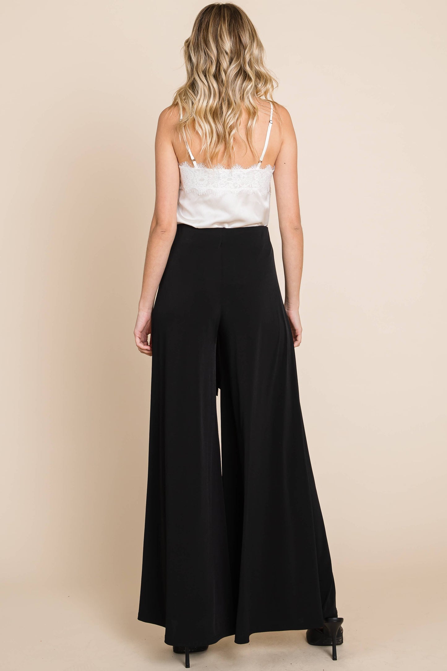 Plus Size Solid High Waisted Palazzo Pants