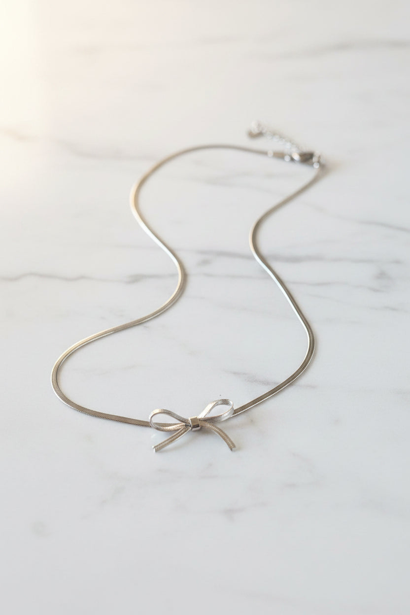 Stainless Steel Bow Necklace