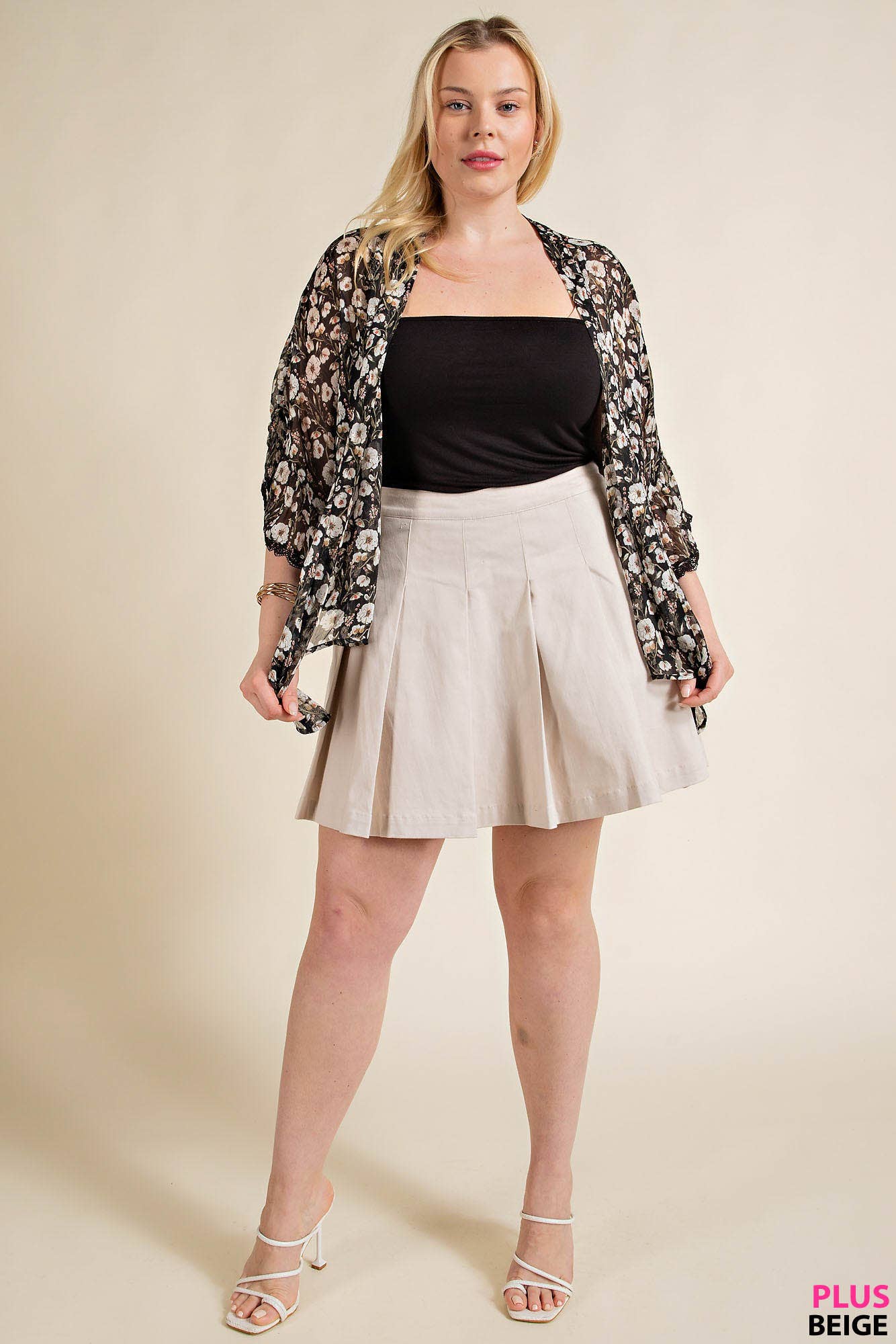 Plus Size High Waist Pleated Tennis Skirt