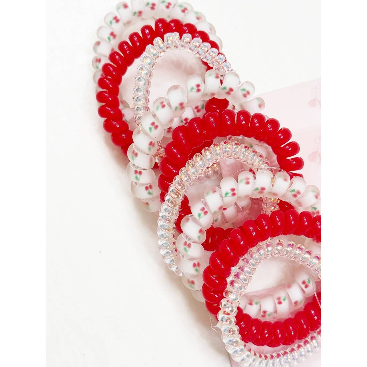 Adorable Cherry Spiral Hair Ties