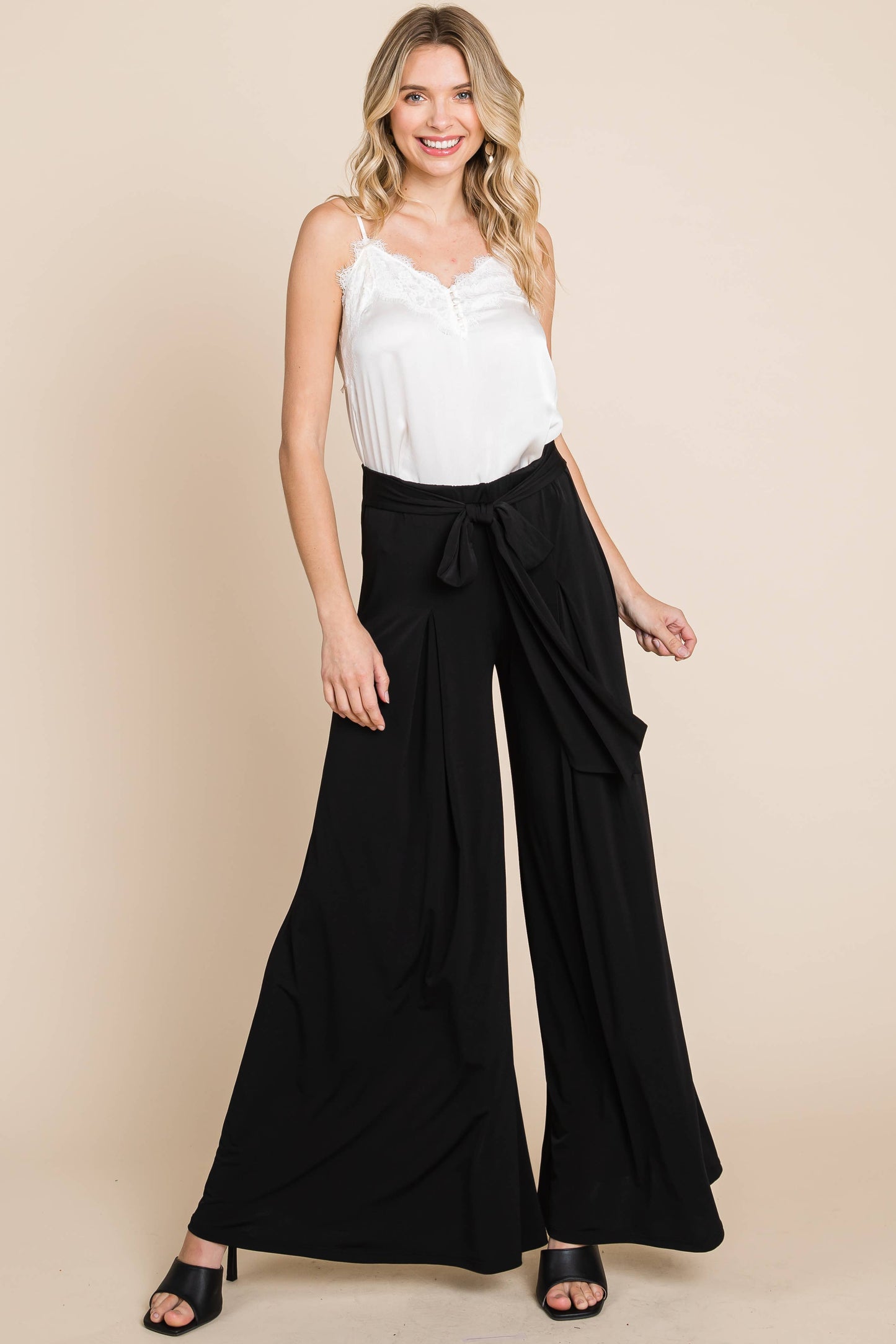 Solid High Waisted Palazzo Pants