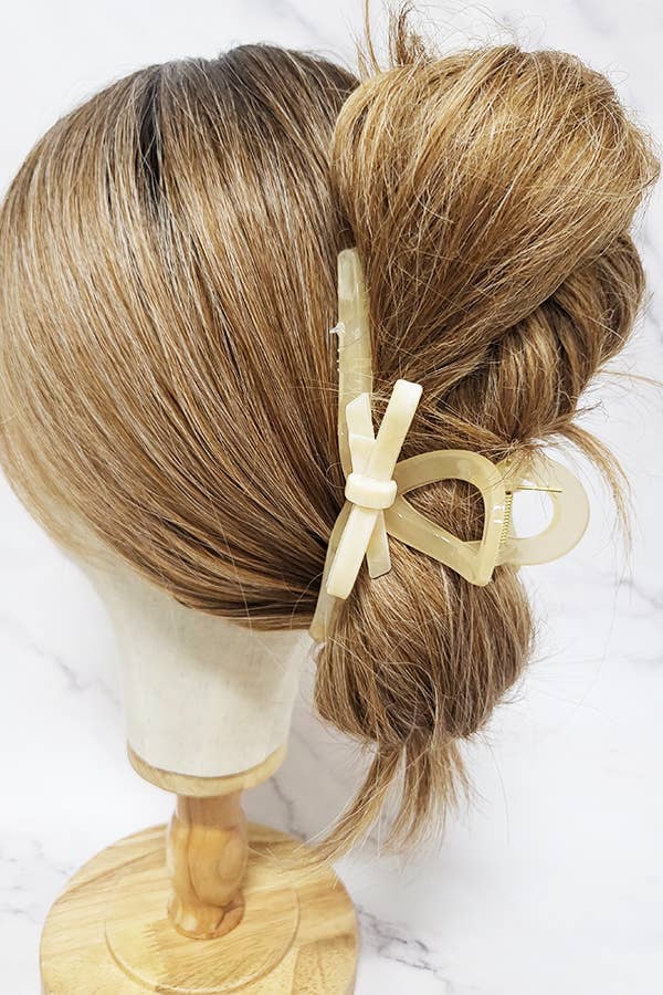 Glossy Ribbon Accent Hair Claw Clip