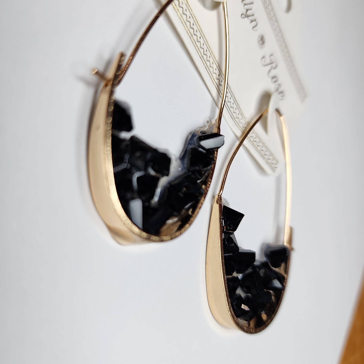 DATE NIGHT BLACK CLUSTER HEMATITE OVAL HOOP EARRINGS