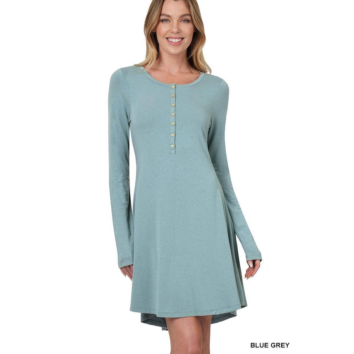 LONG SLEEVE BUTTON DOWN DRESS