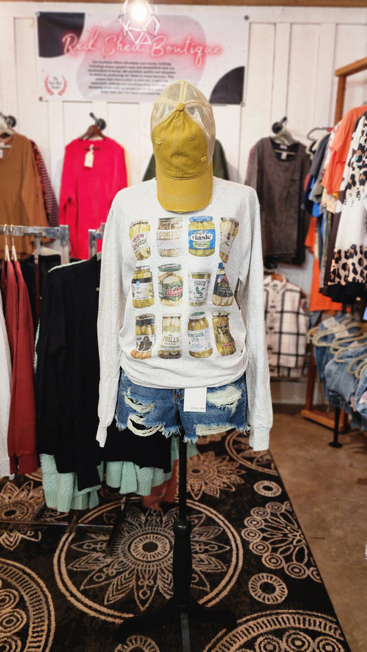 Pickle Obsessed Graphic Long Sleeve T-Shirt