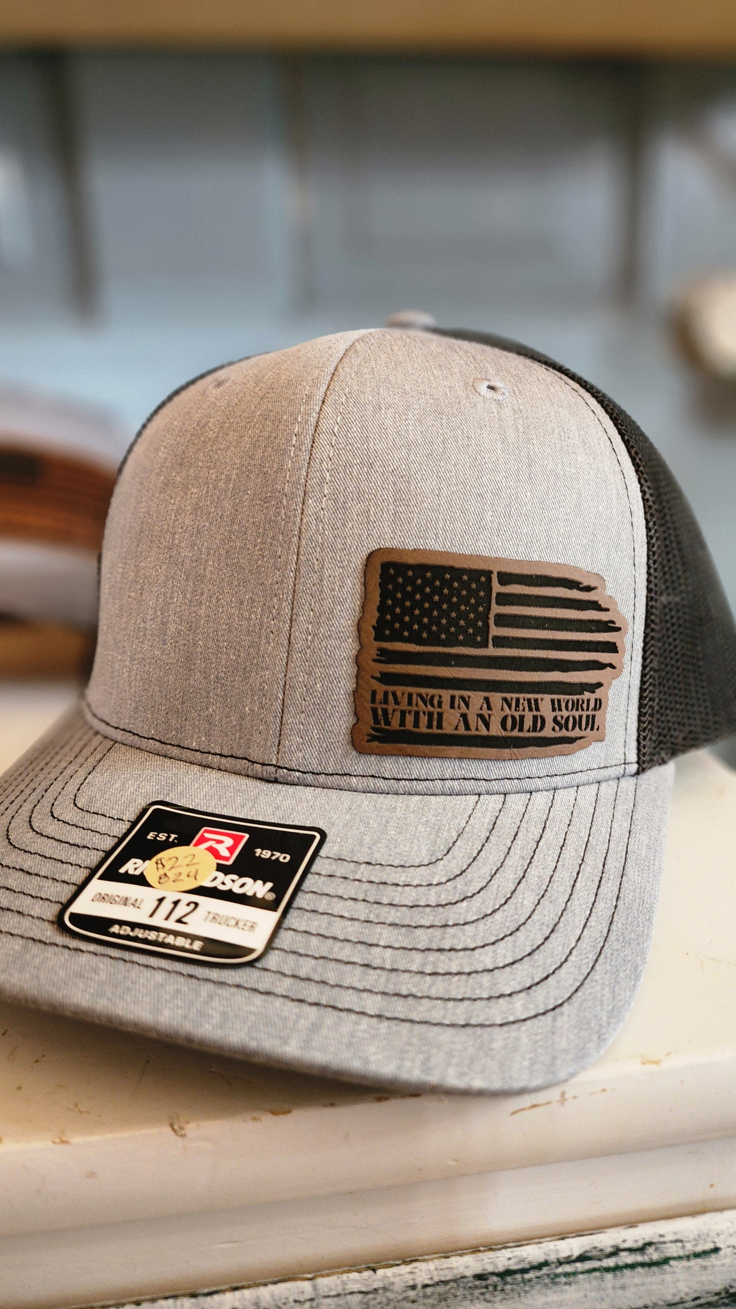 Leather Patch Richardson Hats. Adjustable.