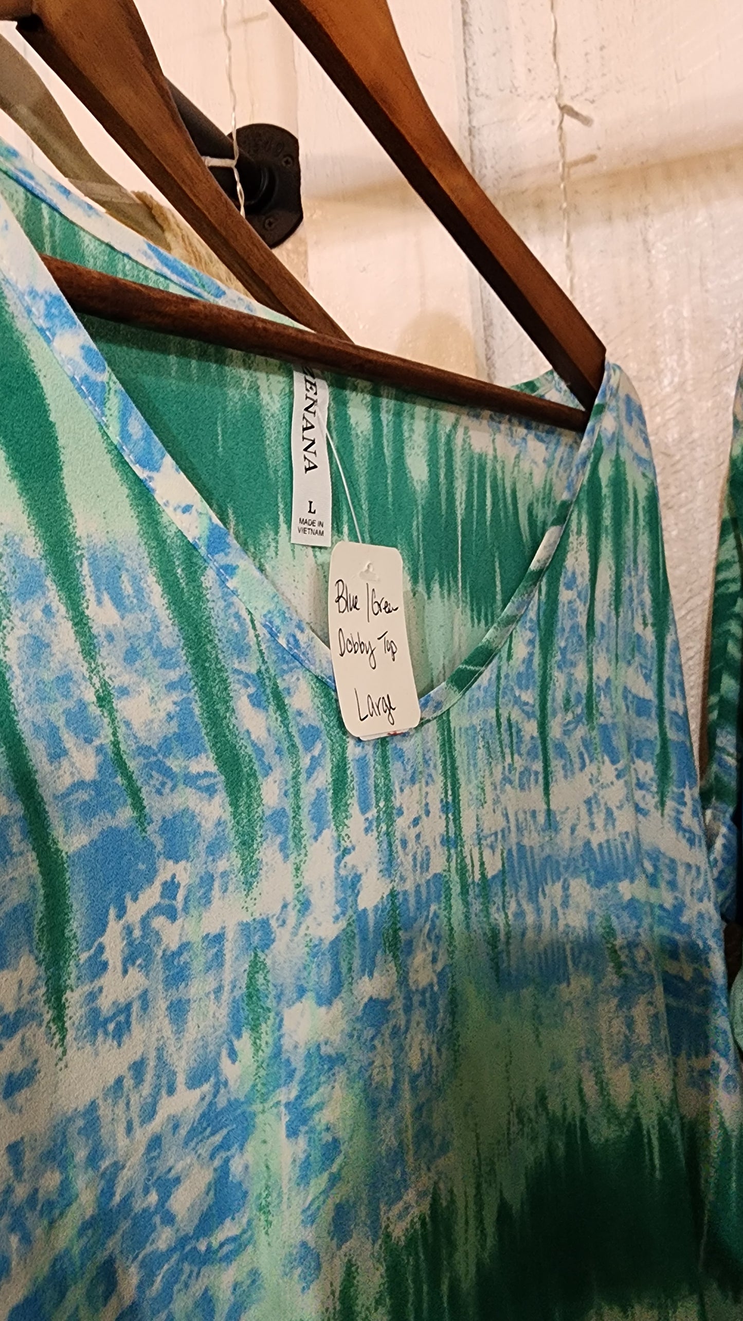 Blue and Green Dobby Top.