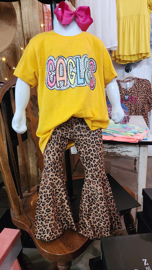 Kid Sizes Colorful Eagles Design on Yellow Tee