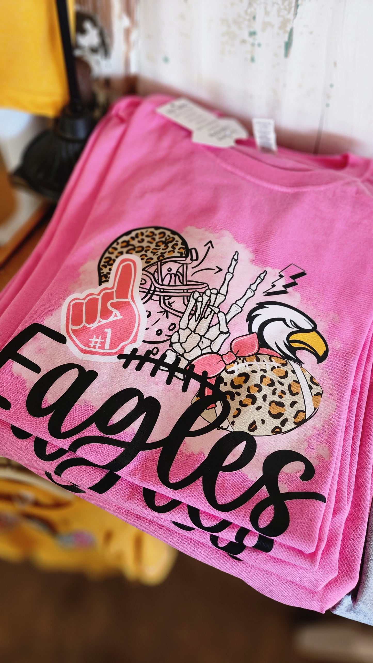 Peace, Leopard, Eagles - Short Sleeve Pink Tee