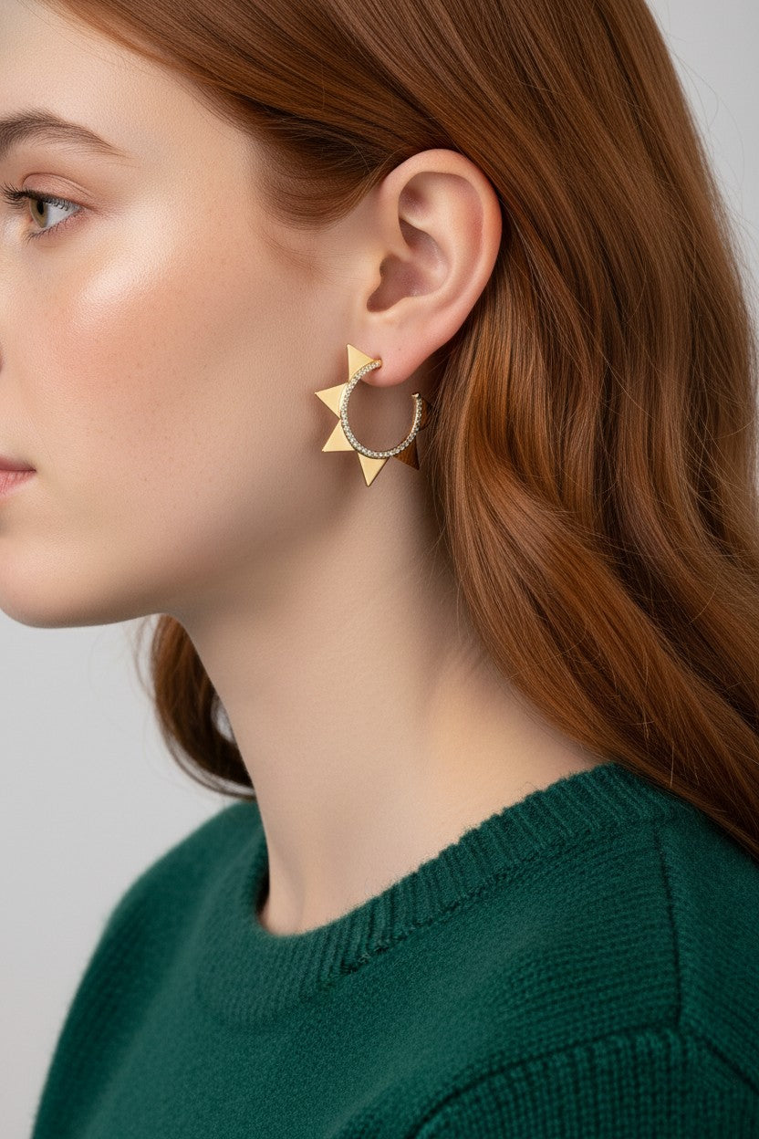 Star Post Earrings With Pave Rhinestones