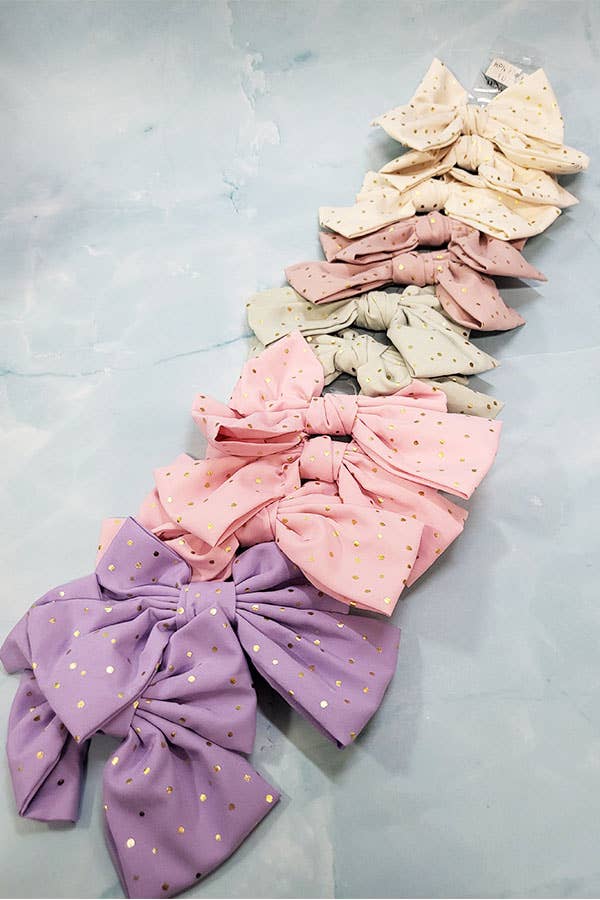 Gold Dot Hair Bow Clip