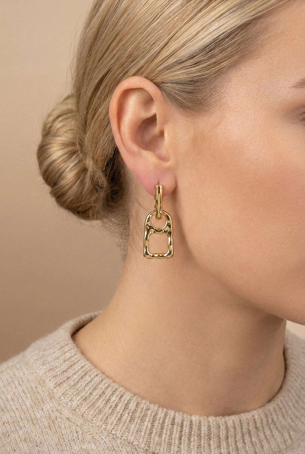 Hammered Zipper Head Drop Earrings
