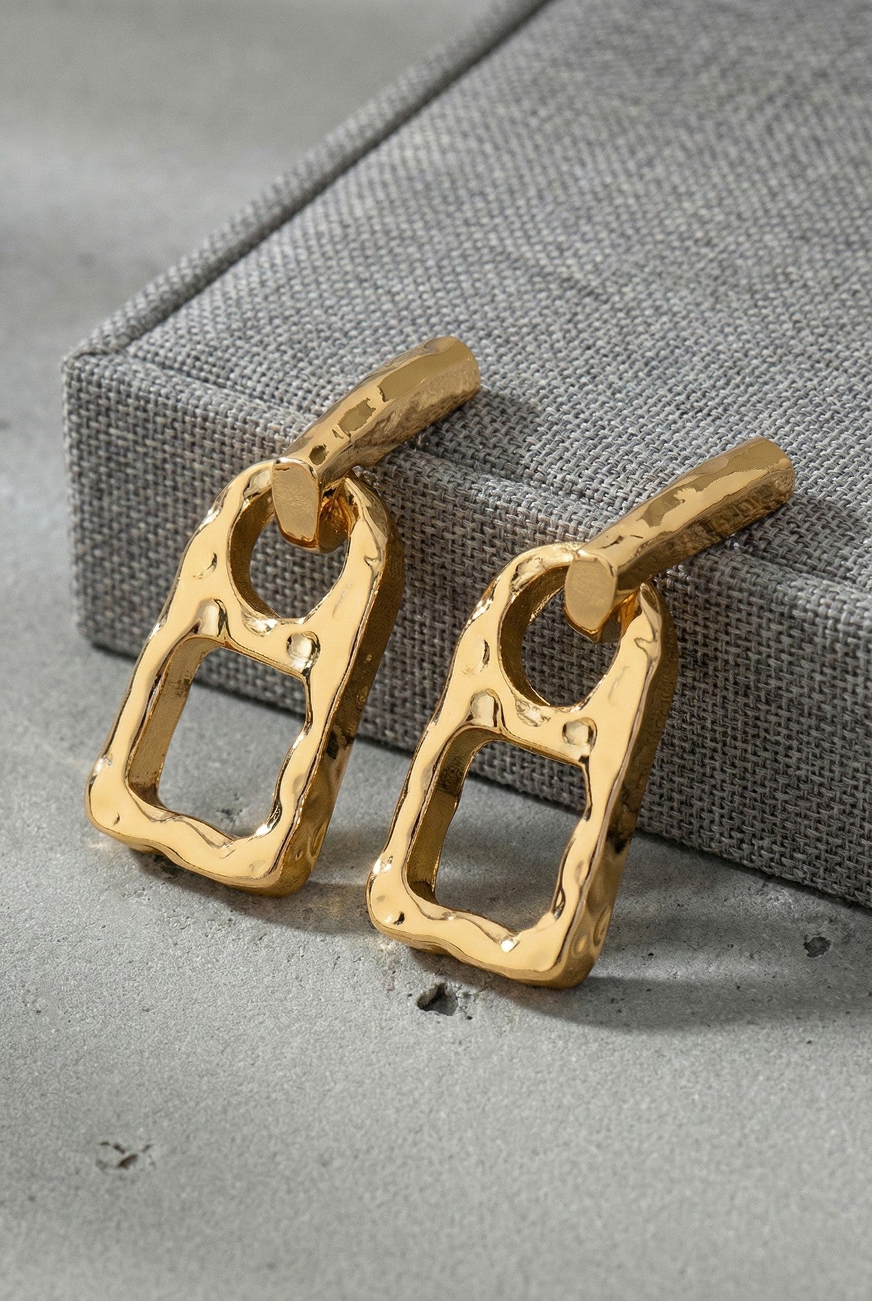 Hammered Zipper Head Drop Earrings