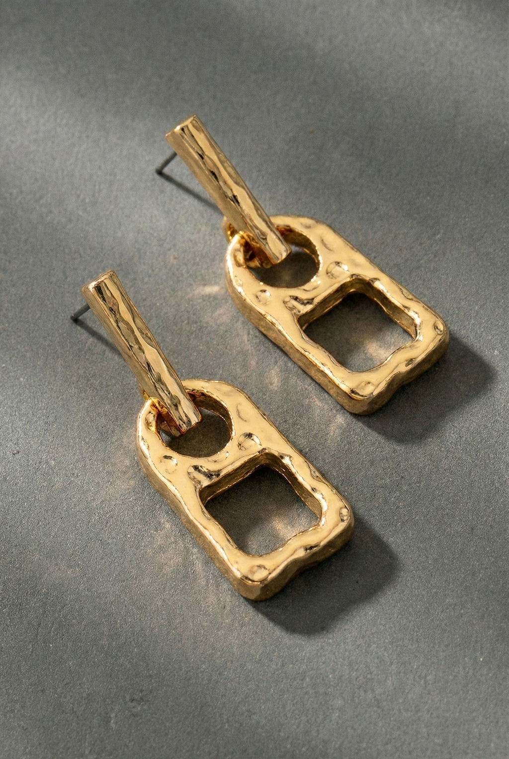 Hammered Zipper Head Drop Earrings