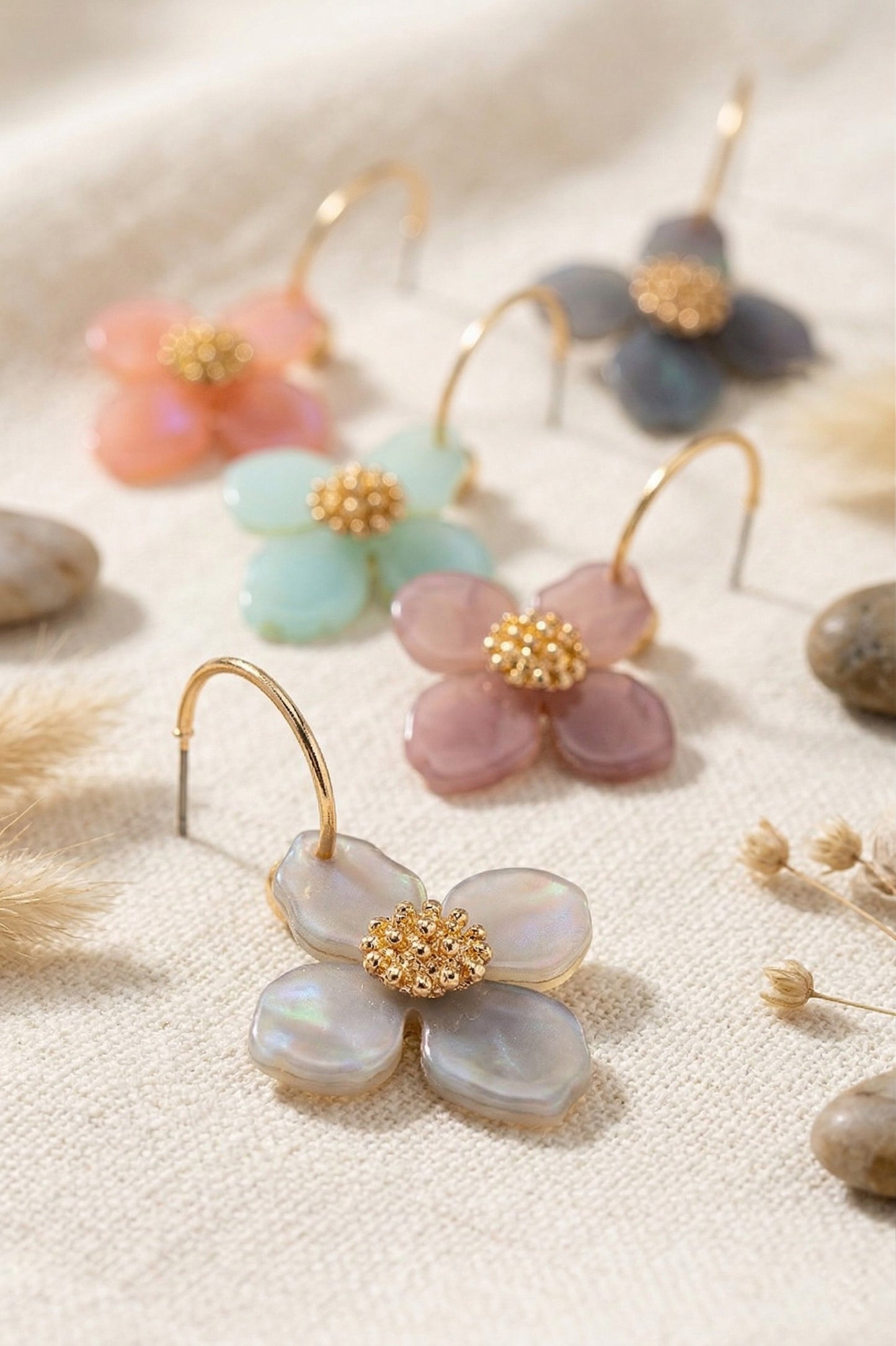 Hoop Earrings with Flowers