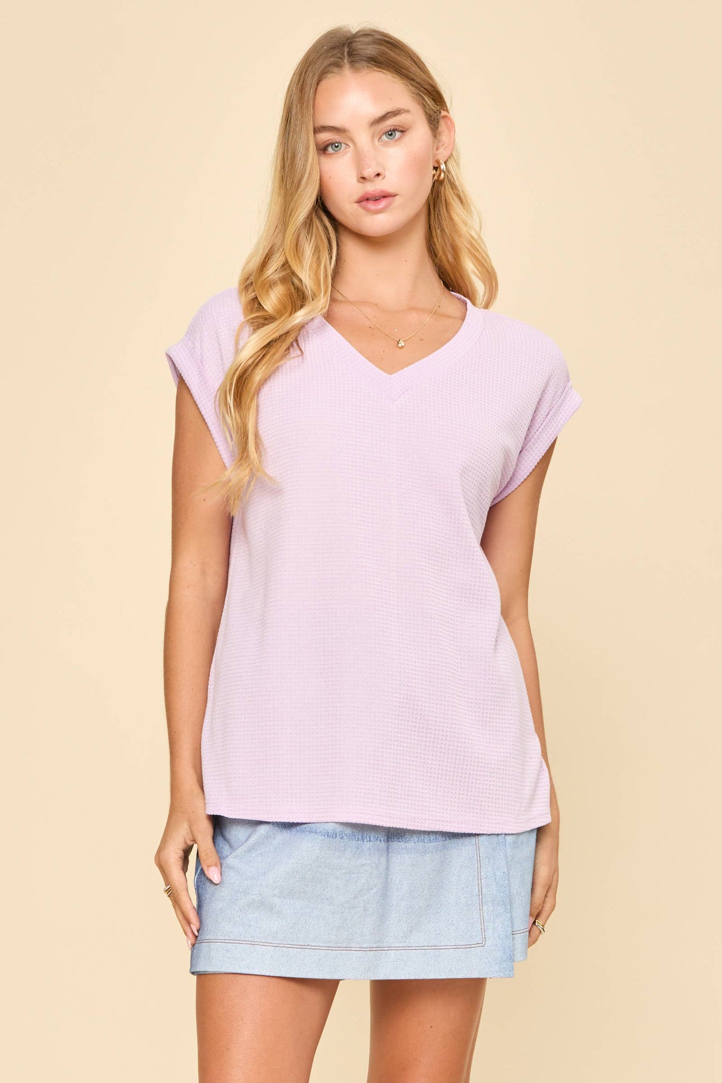 Two Tone Thermal Knit Top