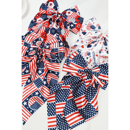 Jumbo Patriotic Hair Satin Bow Alligator Clips