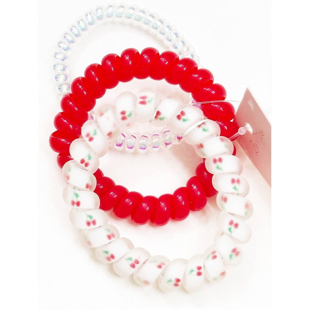 Adorable Cherry Spiral Hair Ties