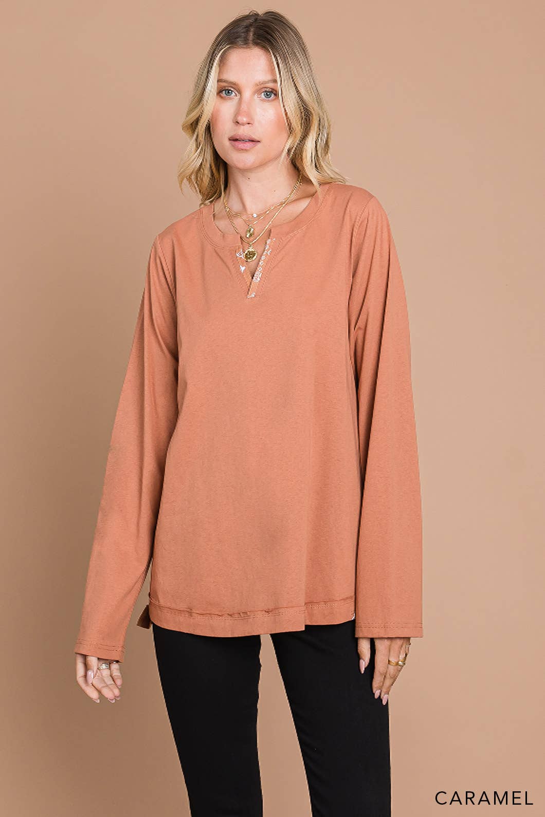 Washed Cotton Knit Top for Women