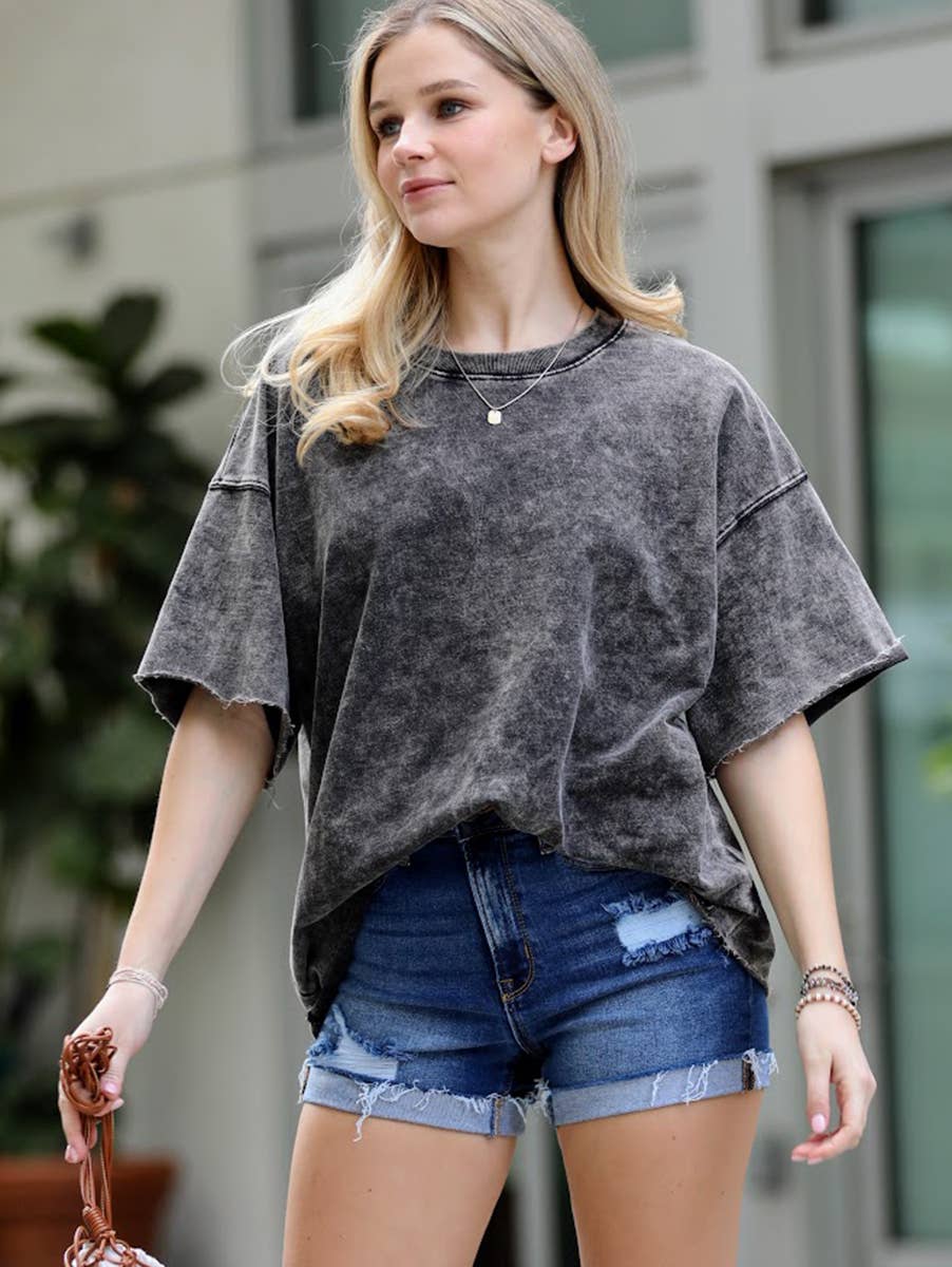 Acid Wash French Terry Top