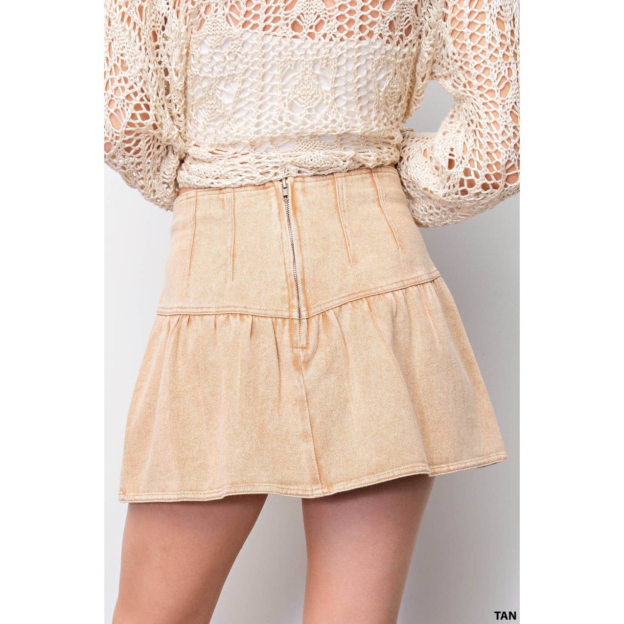 Woven Mini Skirt With Back Zipper
