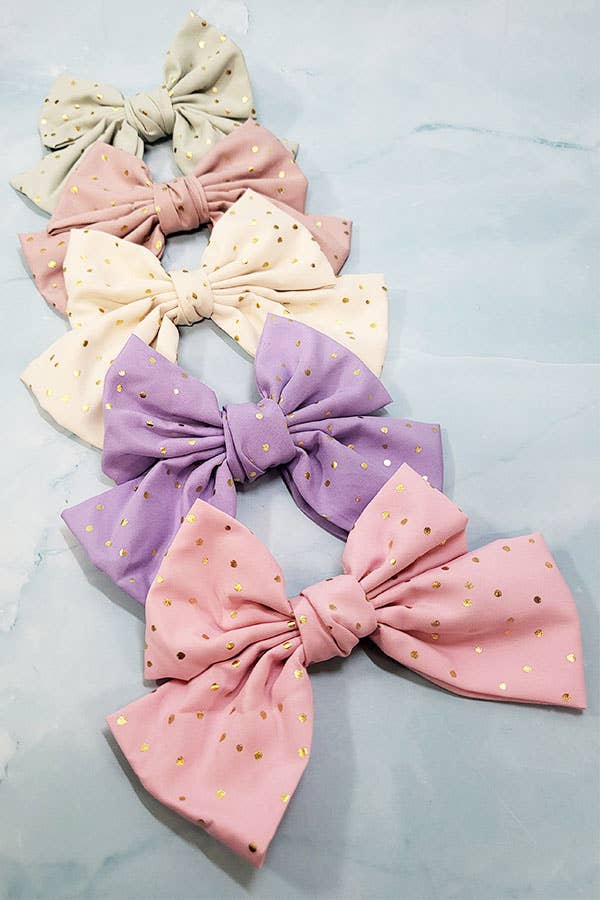 Gold Dot Hair Bow Clip