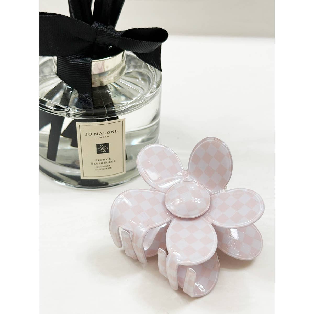 Checkered Daisy Hair Claw Clip