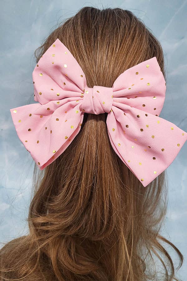 Gold Dot Hair Bow Clip