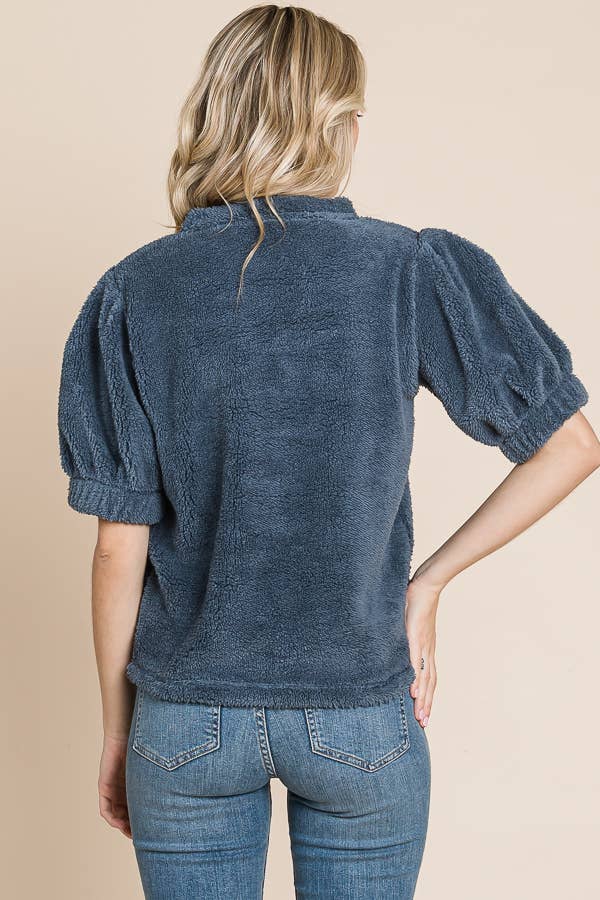 Crew Neck Puff Sleeve Top