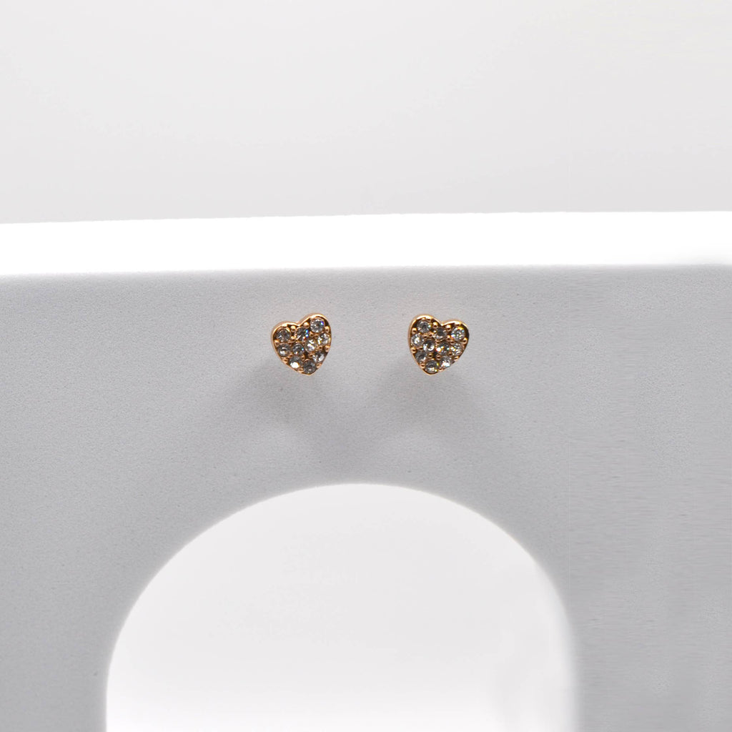 Rhinestone Mini Heart Stud Dainty Earrings