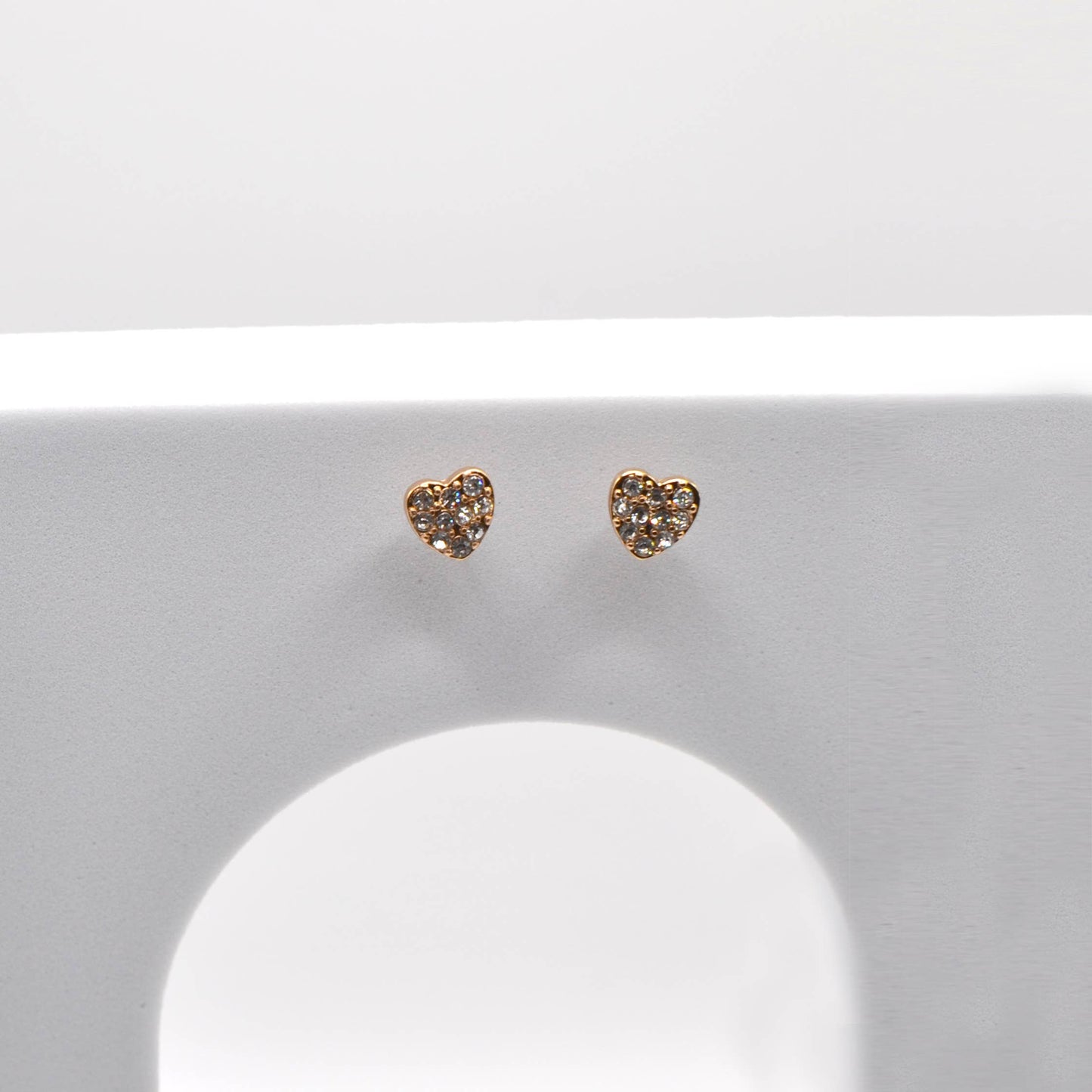 Rhinestone Mini Heart Stud Dainty Earrings