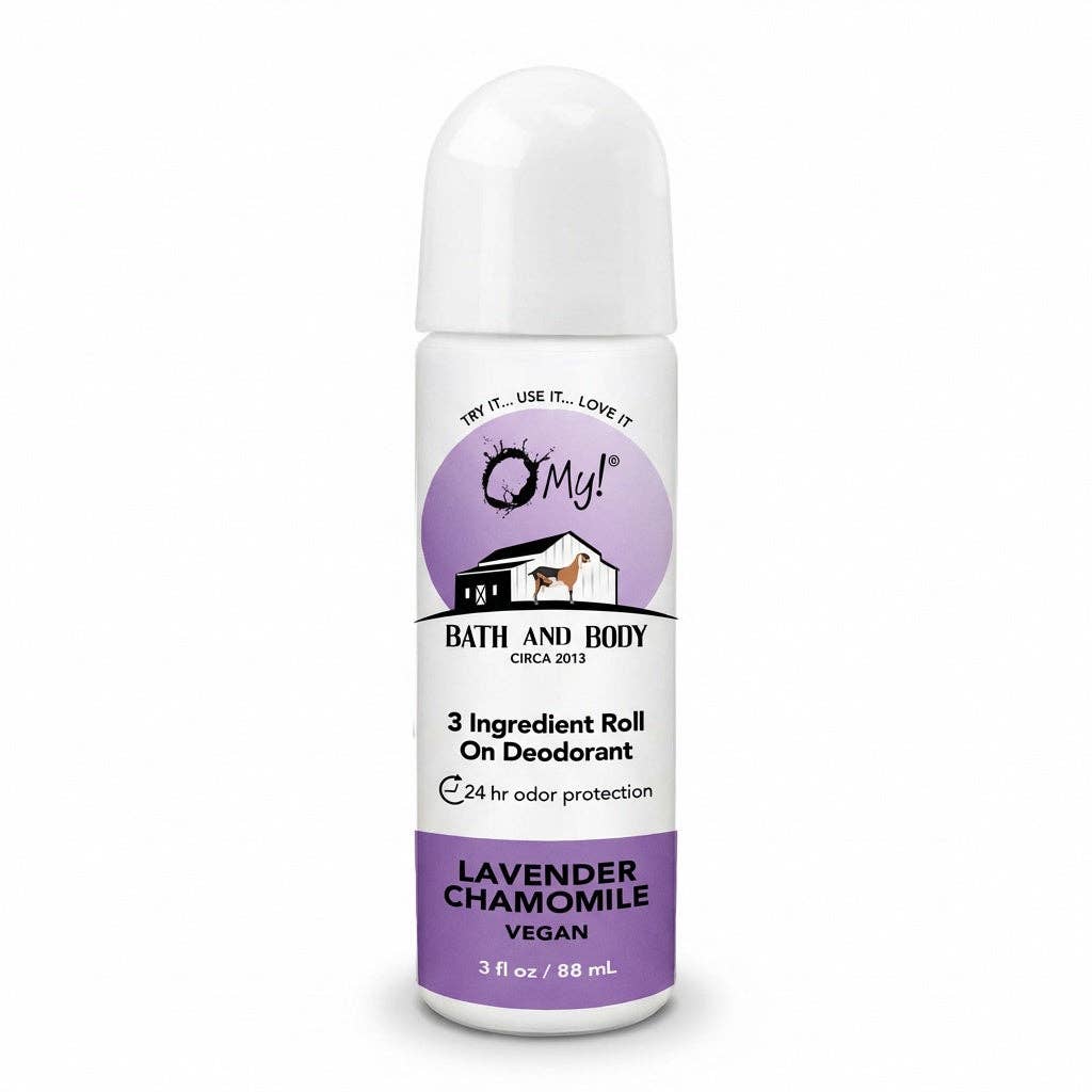 O My! 3 Ingredient Vegan Roll-On Deodorant | No Baking Soda, Aluminimum, Triclosan or Propylene Glycol | 24 hr Odor Protection | Handcrafted USA