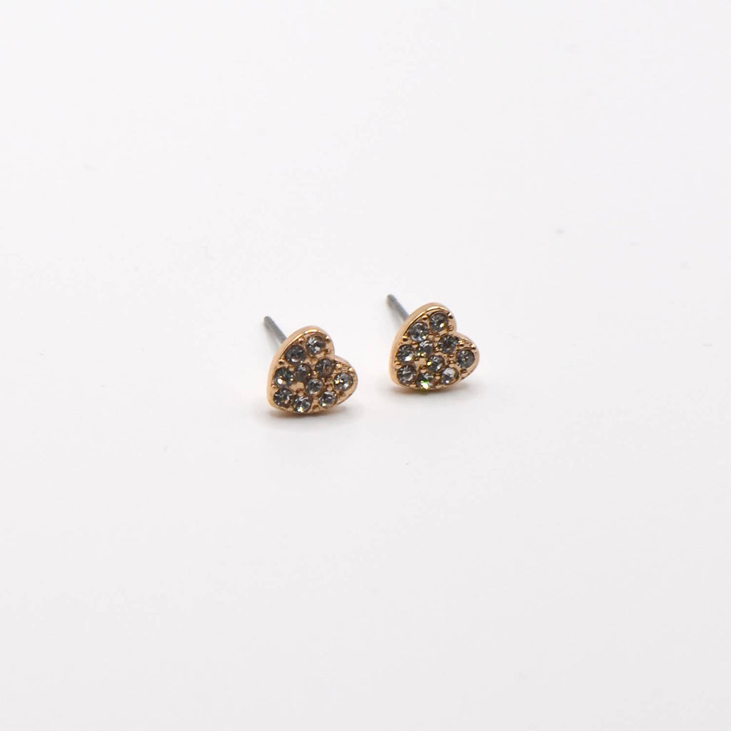 Rhinestone Mini Heart Stud Dainty Earrings