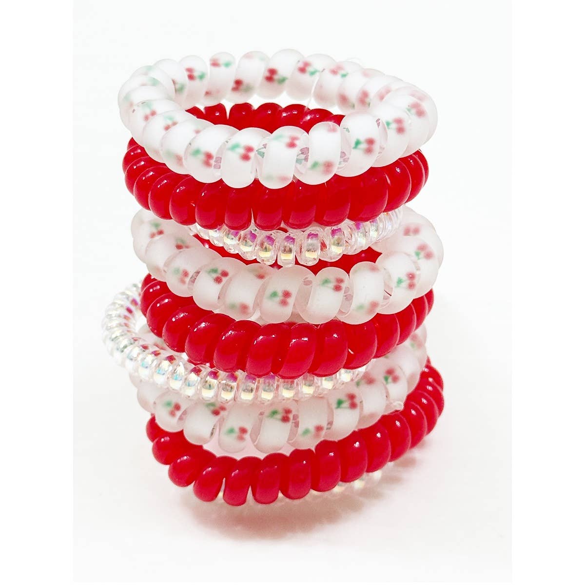 Adorable Cherry Spiral Hair Ties
