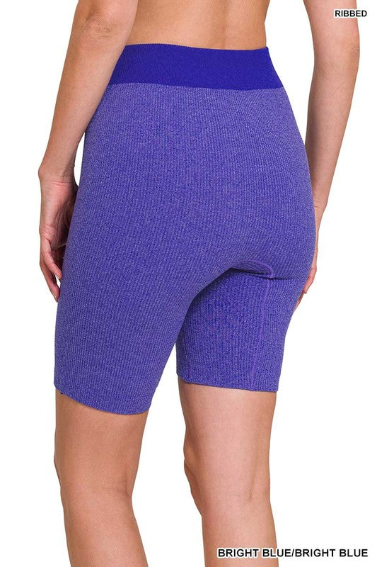 RIBBED SEAMLESS BIKER SHORTS