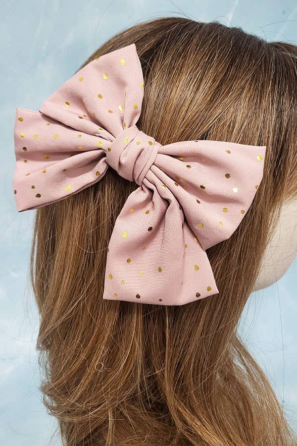 Gold Dot Hair Bow Clip