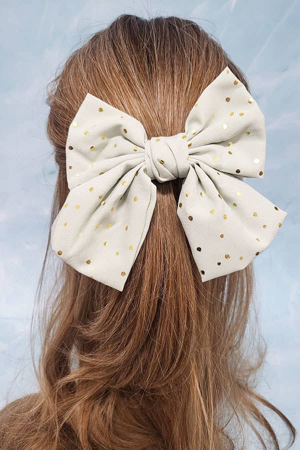 Gold Dot Hair Bow Clip