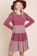 Plus Size Striped and Solid  Knee Dress