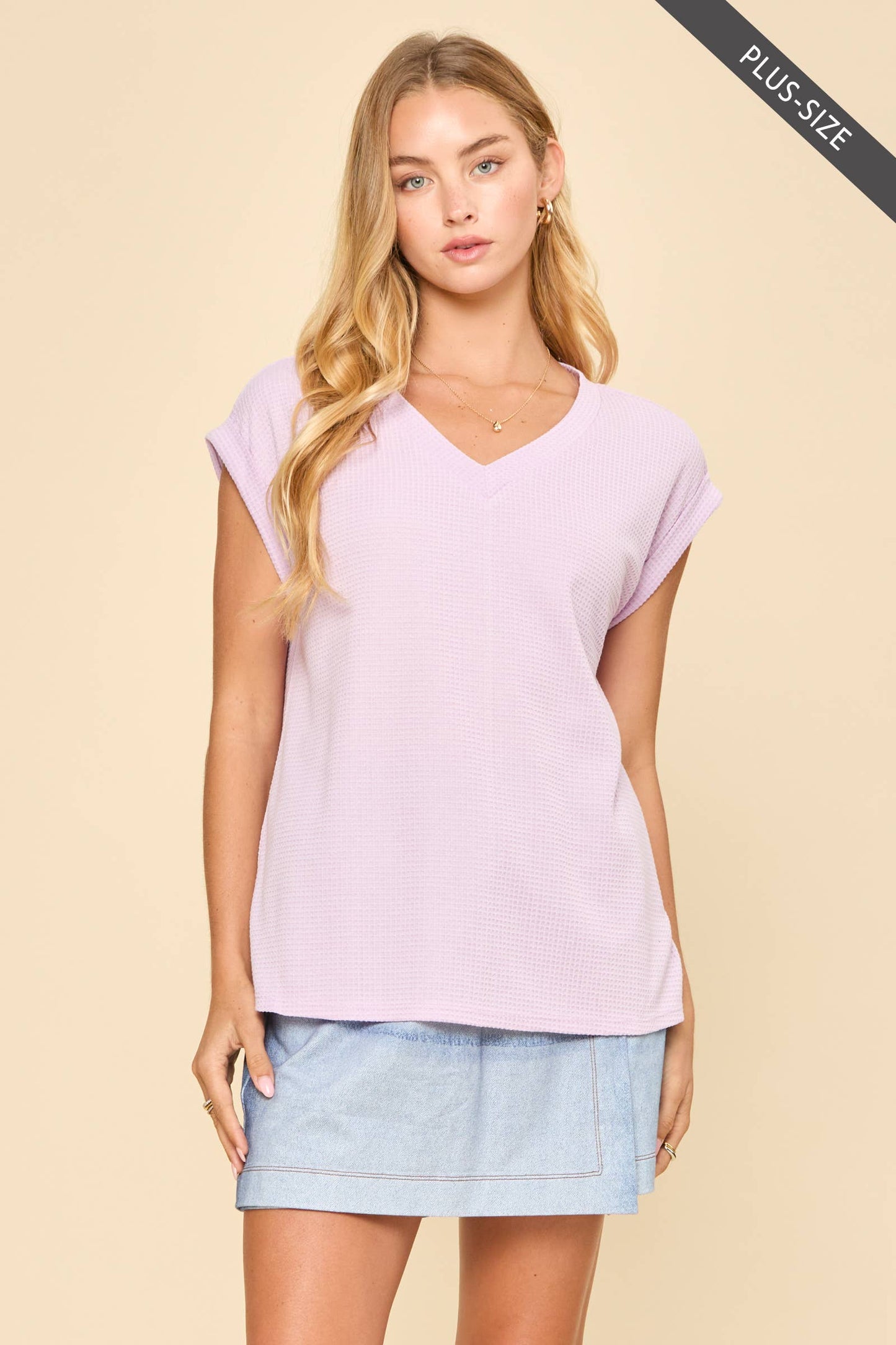 PLUS Two Tone Thermal Knit Top