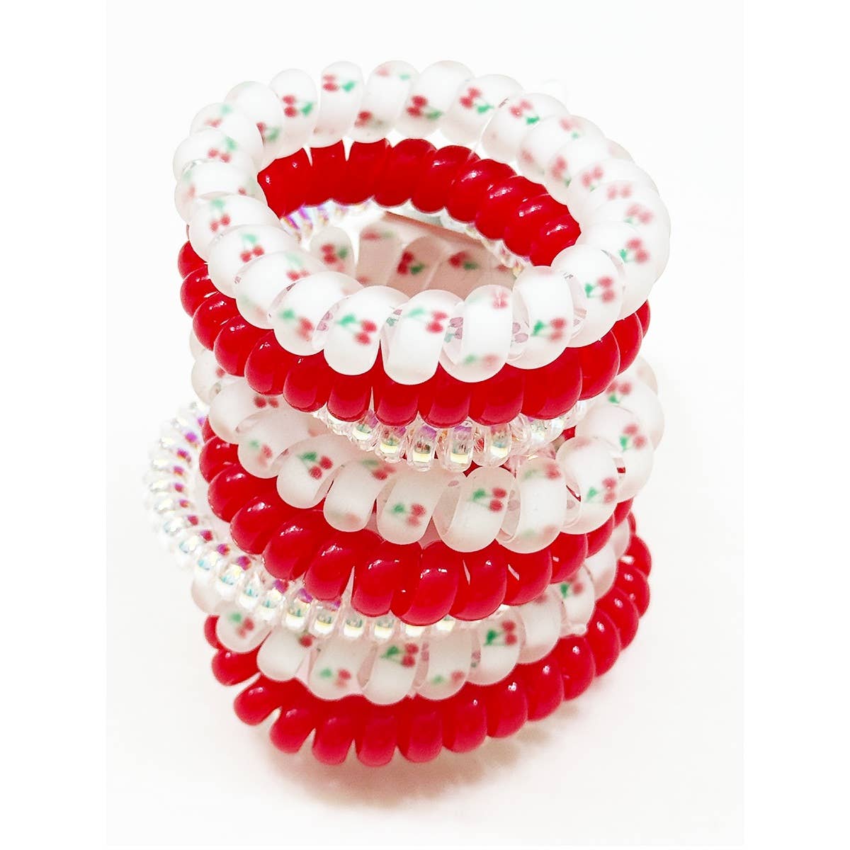 Adorable Cherry Spiral Hair Ties
