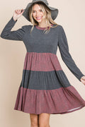 Striped Tiered Knee Dress