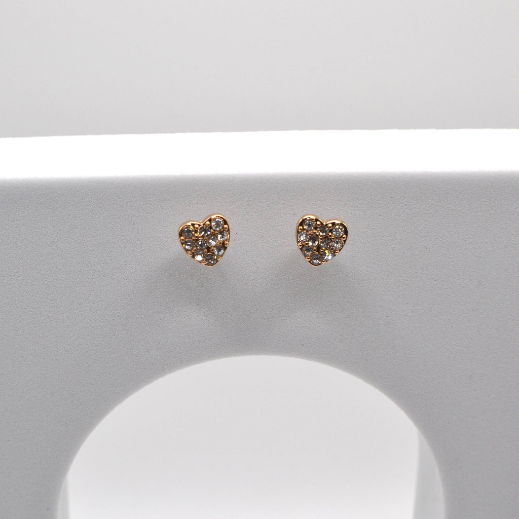 Rhinestone Mini Heart Stud Dainty Earrings