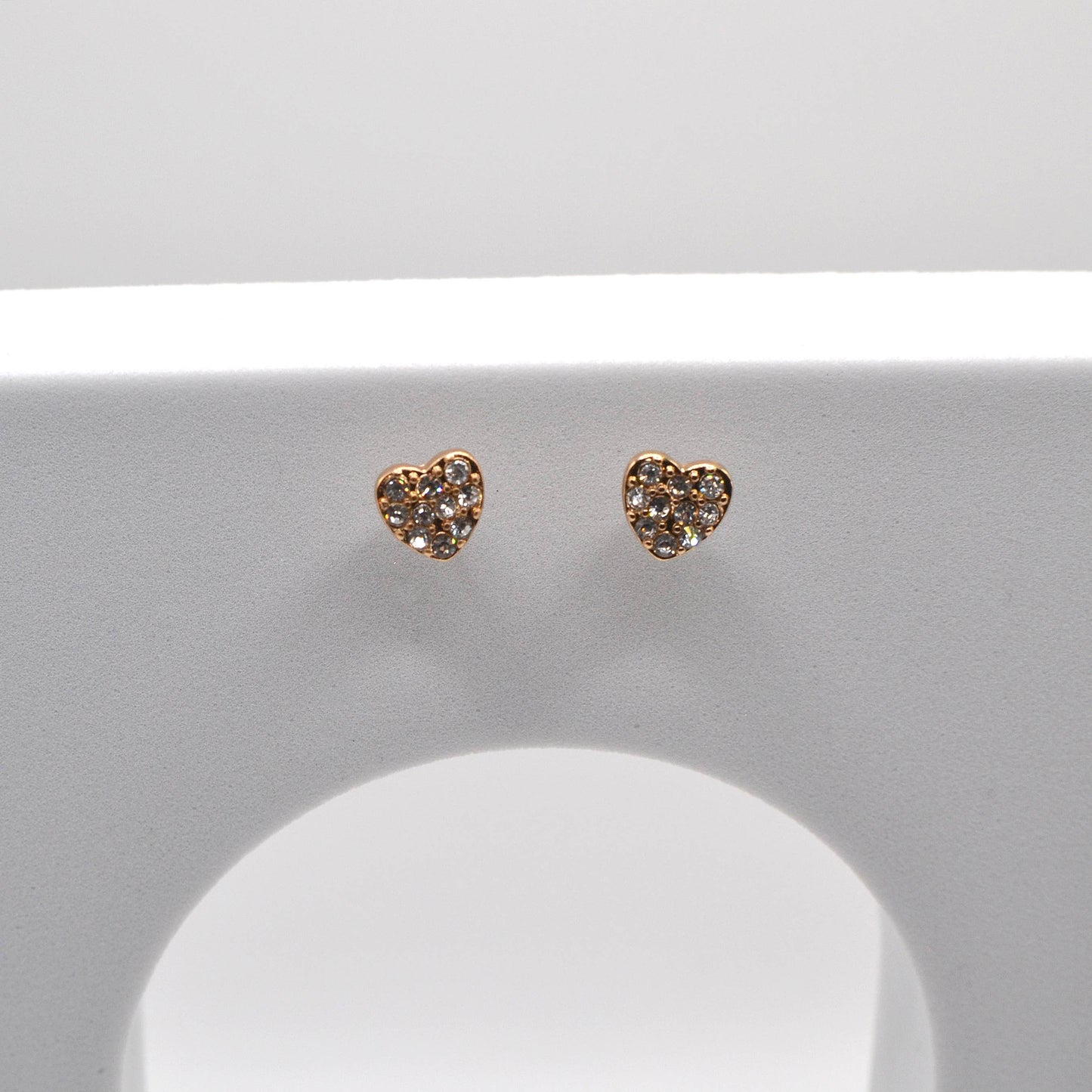 Rhinestone Mini Heart Stud Dainty Earrings