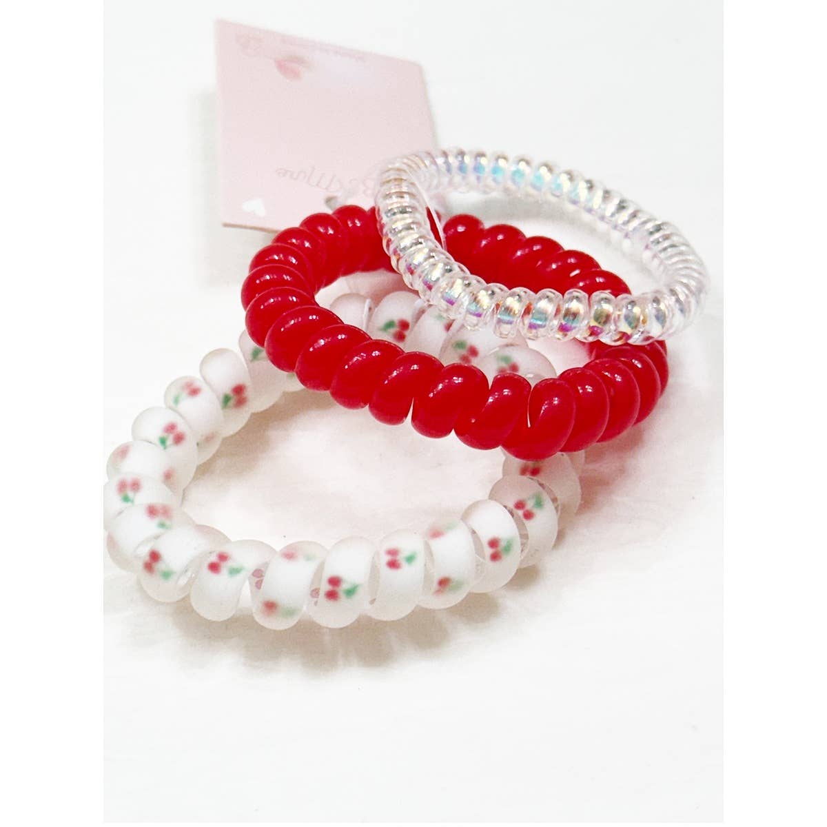 Adorable Cherry Spiral Hair Ties