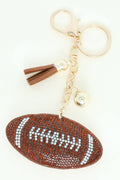 Rhinestone Studded Football Keychain w/ Tassel