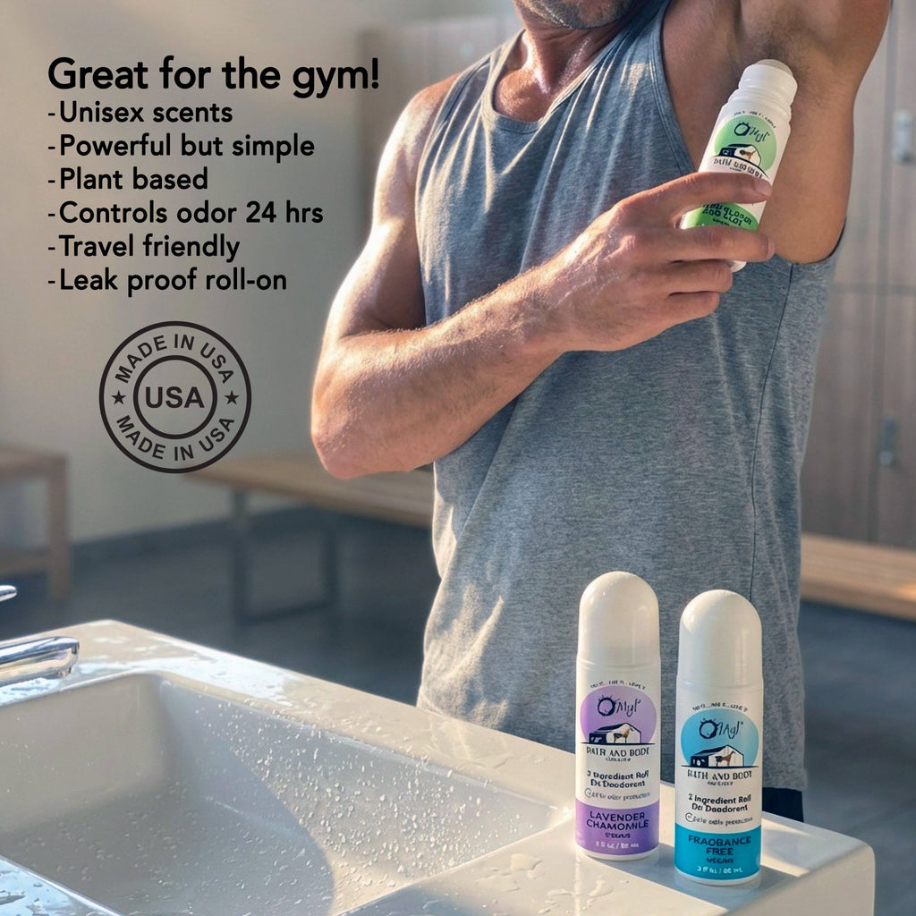 O My! 3 Ingredient Vegan Roll-On Deodorant | No Baking Soda, Aluminimum, Triclosan or Propylene Glycol | 24 hr Odor Protection | Handcrafted USA