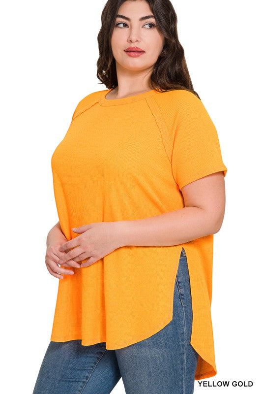 BABY WAFFLE SHORT SLEEVE TOP REGULAR AND PLUS