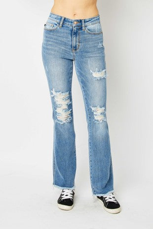 Judy Blue High Waisted Destroy Fray Hem Bootcut